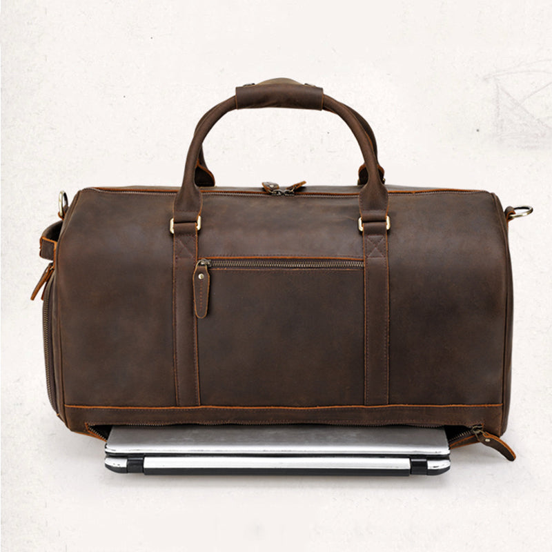 Handmade Crazy Horse Leather Travel Duffle Bag