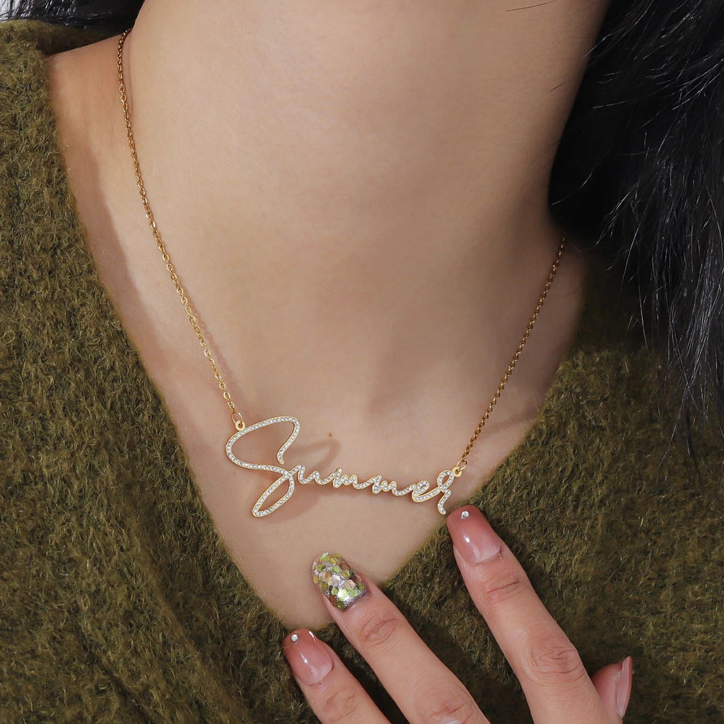 Custom Sparkling Name Necklace – Gold, Silver or Rose Gold