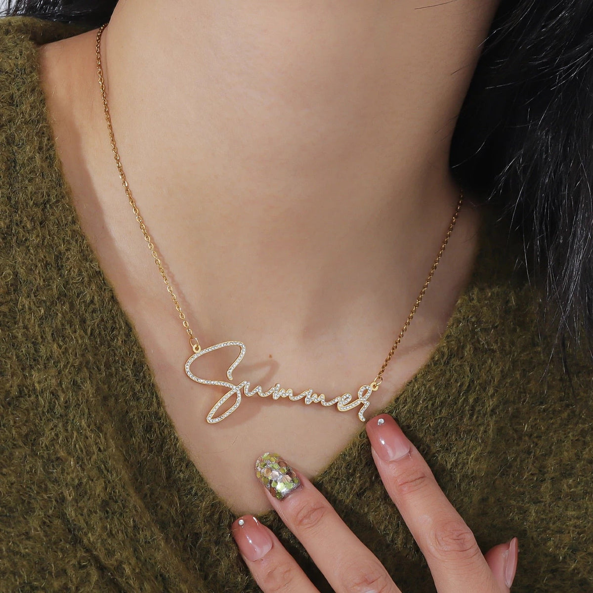 Custom Sparkling Name Necklace – Gold, Silver or Rose Gold