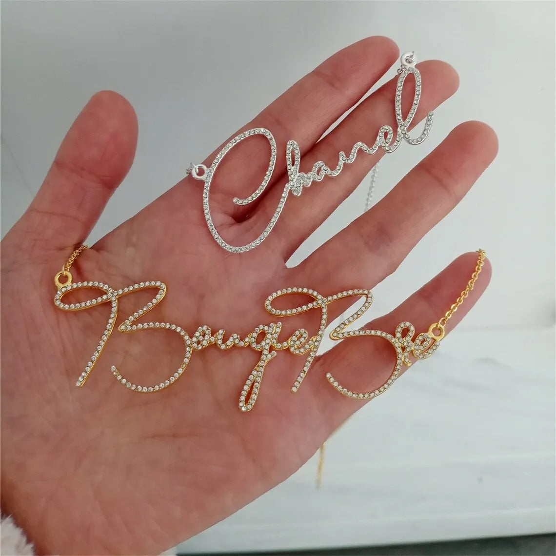 Custom Sparkling Name Necklace – Gold, Silver or Rose Gold
