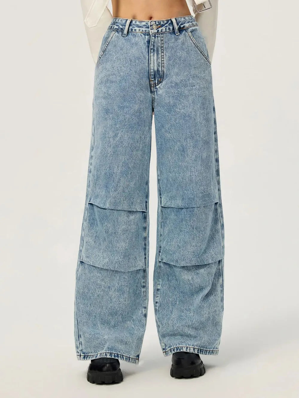 Wide-Leg Cotton-Blend Jeans