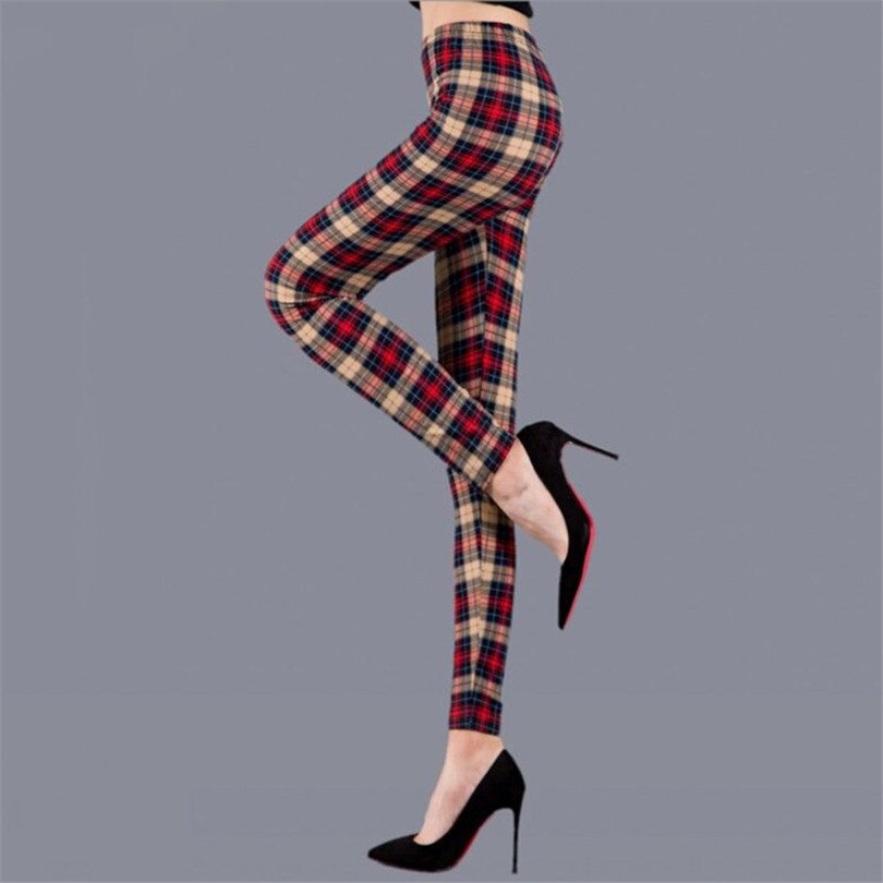 Women's Plus Size Plaid High-Waist Leggings