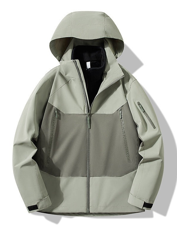 Unisex Plus Size 3-in-1 Waterproof Fleece-Lined Jacket