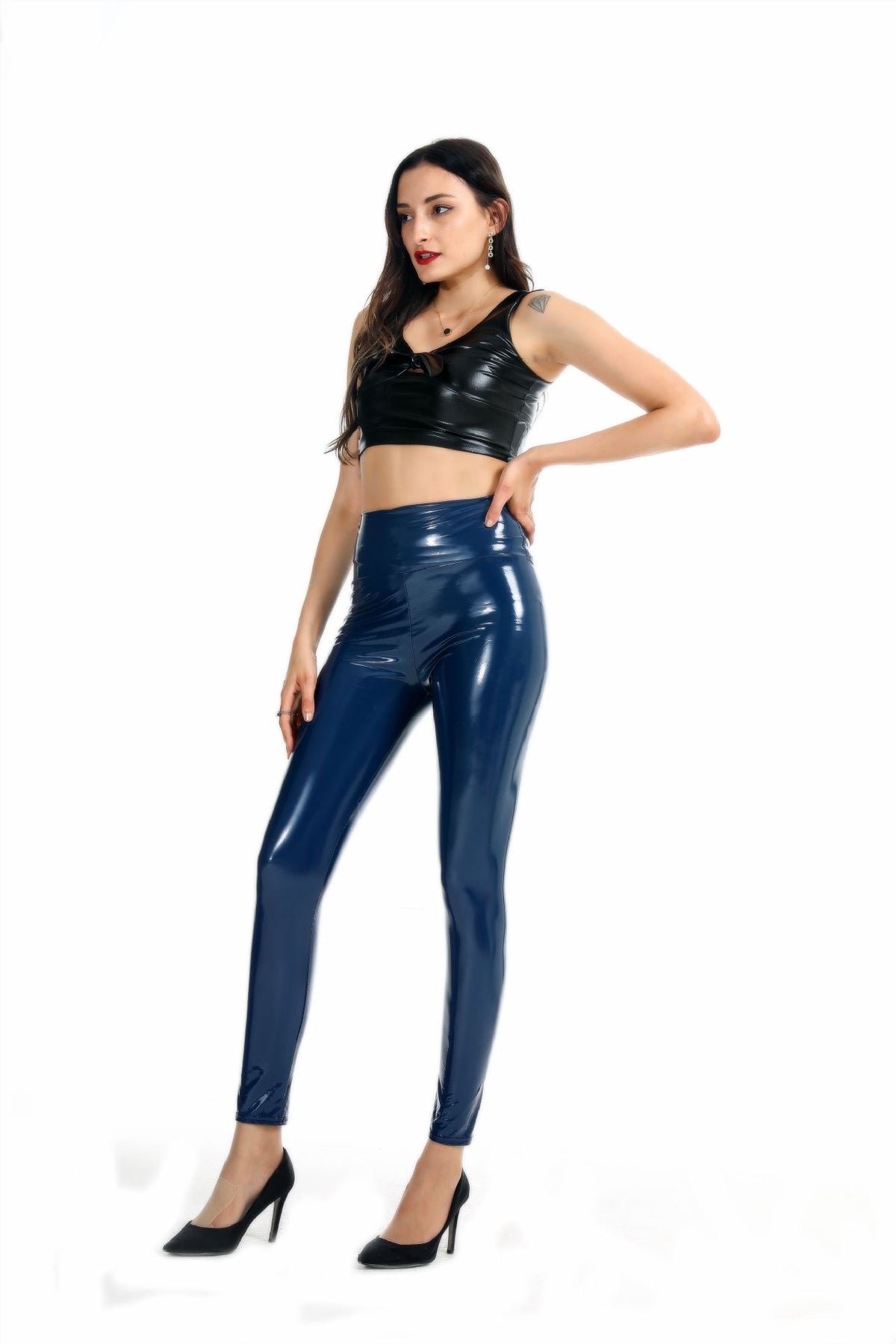 Women's Plus Size High-Waist Shiny Faux-Leather Leggings