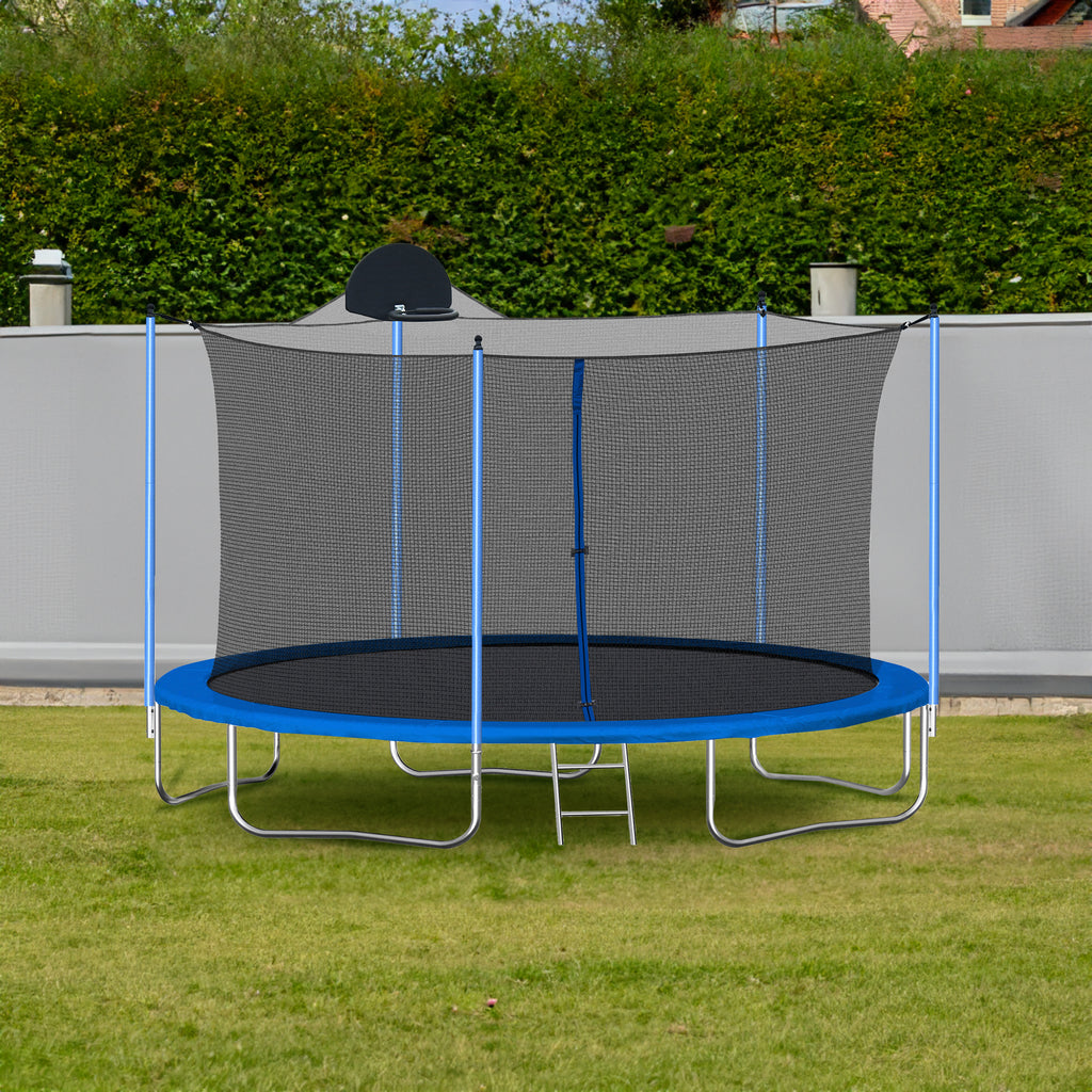 12-Foot Trampoline with Basketball Hoop, Ladder & Safety Enclosure