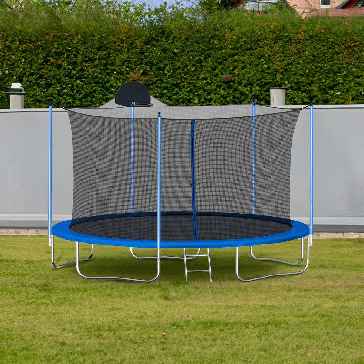 12-Foot Trampoline with Basketball Hoop, Ladder & Safety Enclosure
