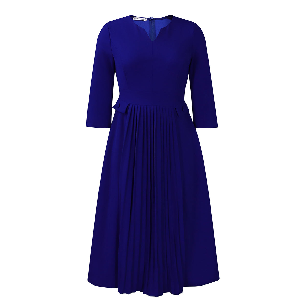 Women's Plus Size Pleated V-Neck Midi Dress