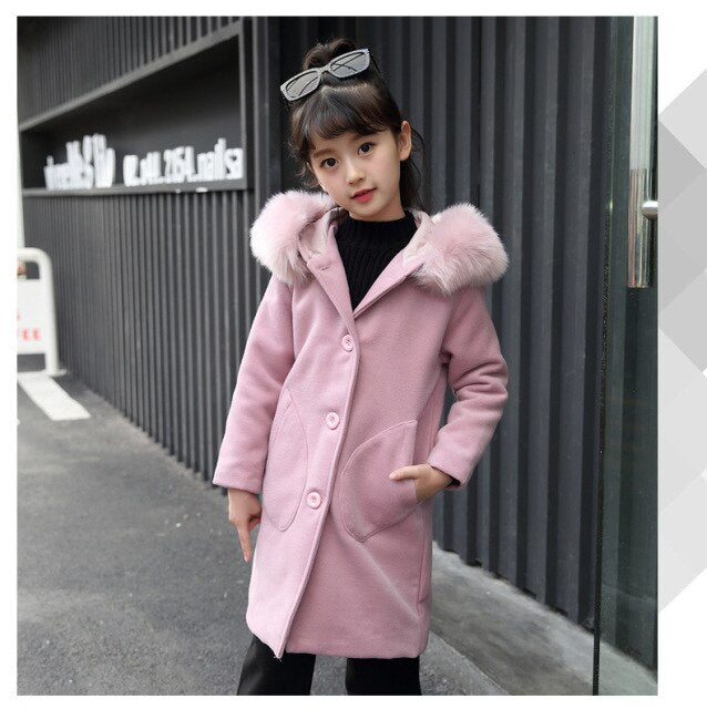 Girls’ Long-Sleeve Hooded Coat