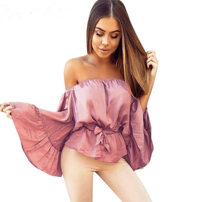 Women's Plus Size Butterfly-Sleeve Slash-Neck Blouse