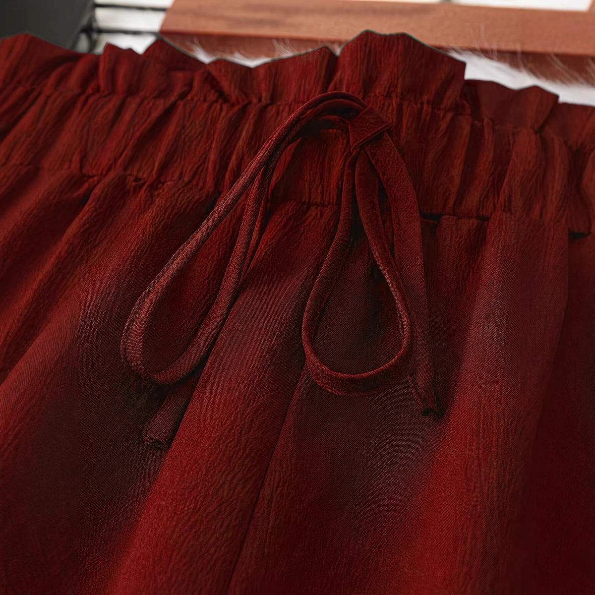 Women's Plus Size Tie-Waist Wide-Leg Pants