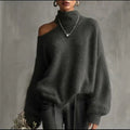 High-Neck Knit Pullover Sweater