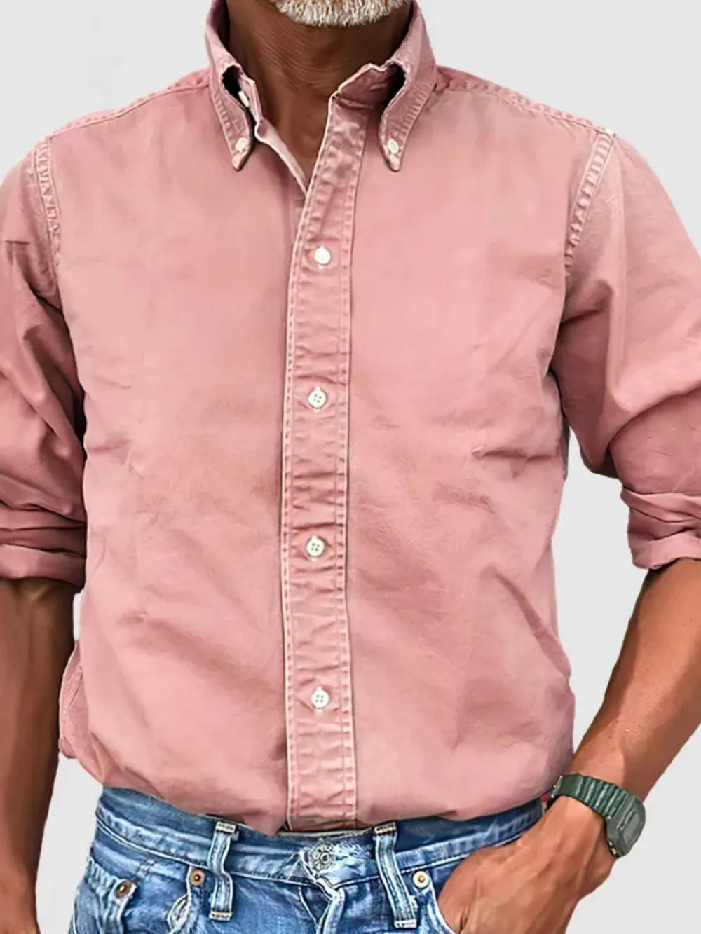 Men's Plus Size Collared Button-Down Shirt