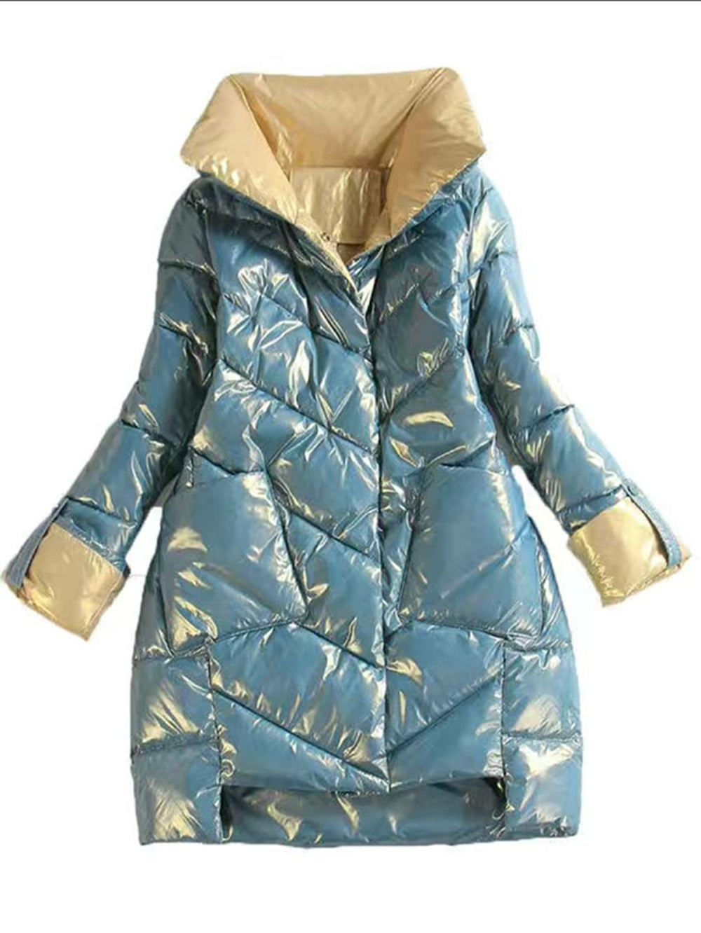 Quilted Hooded Long Parka Coat