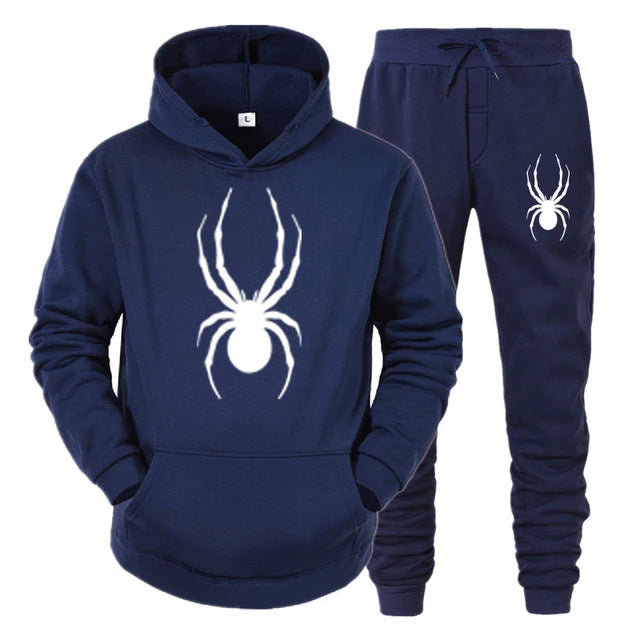 Men's Plus Size Spider-Print Hoodie & Sweatpants Set