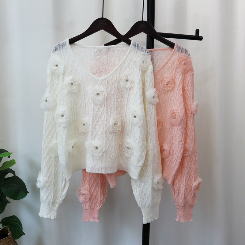 Floral V-Neck Sweater