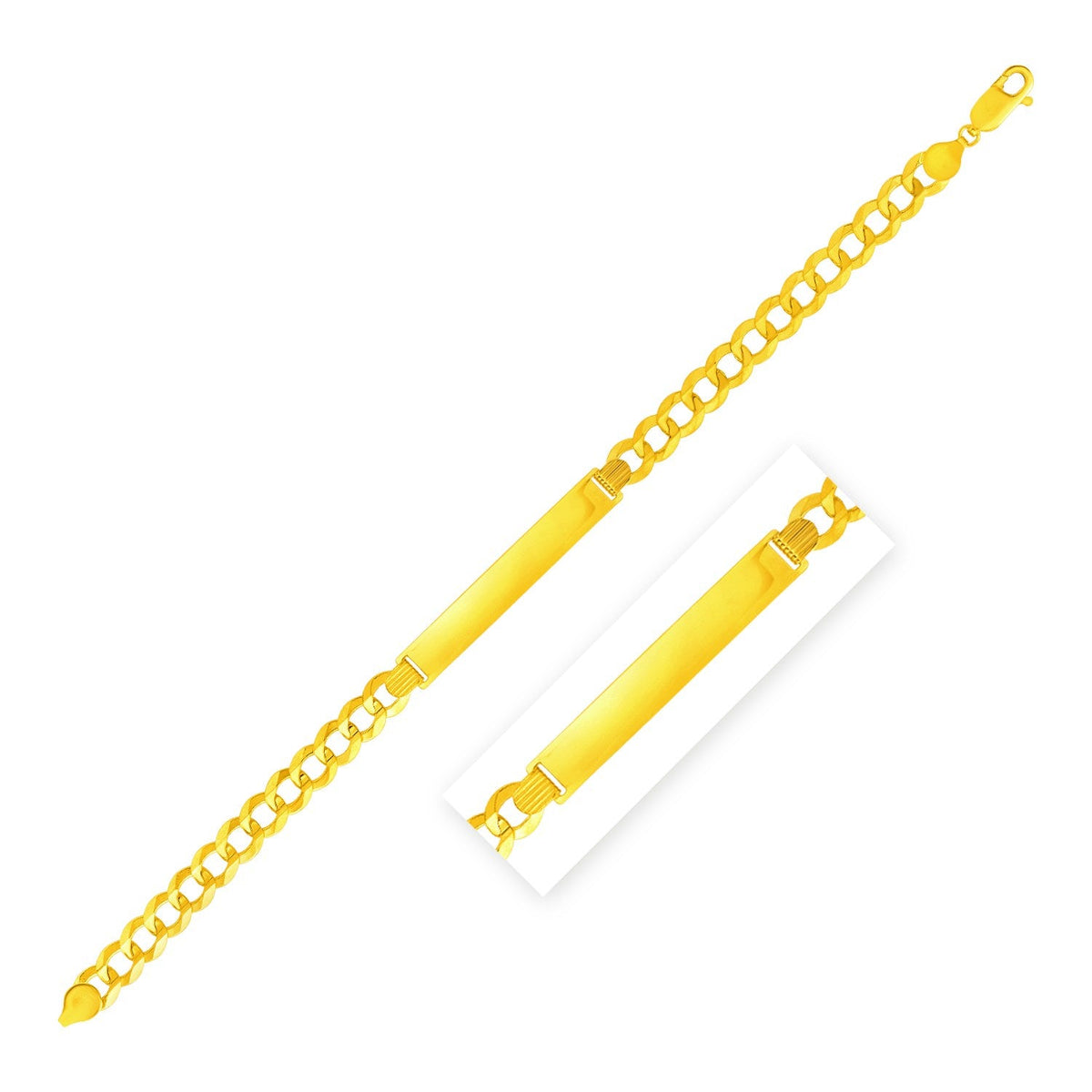 14K Yellow Gold Men's Curb Chain ID Bracelet