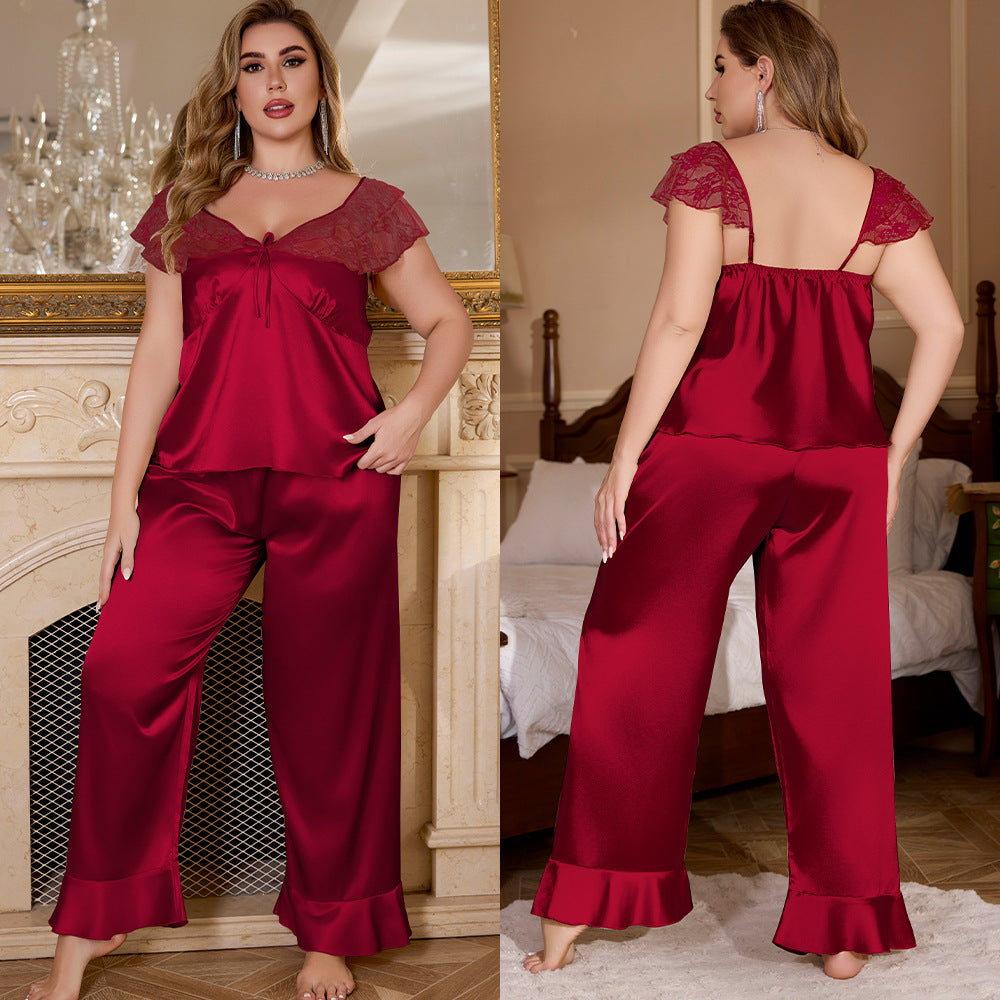 Women's Plus Size Satin-Look Pajama Set