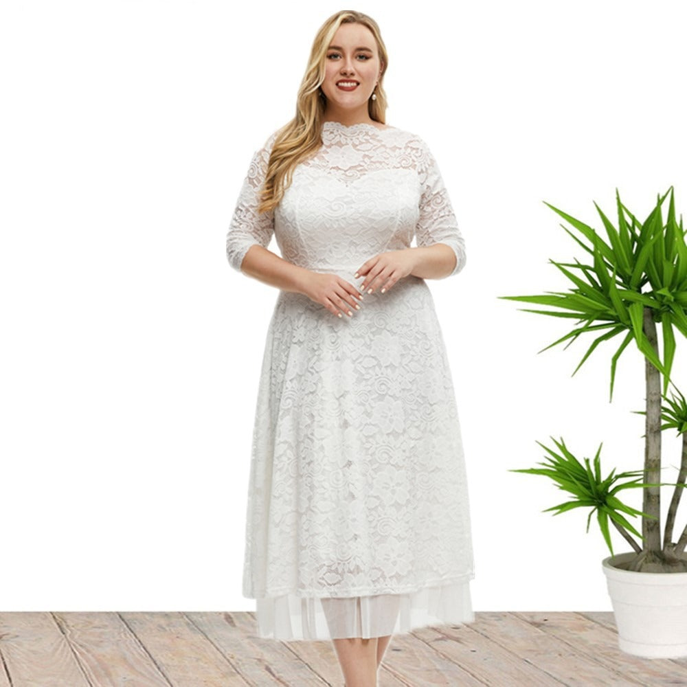 Women's Plus Size Lace Evening Dress