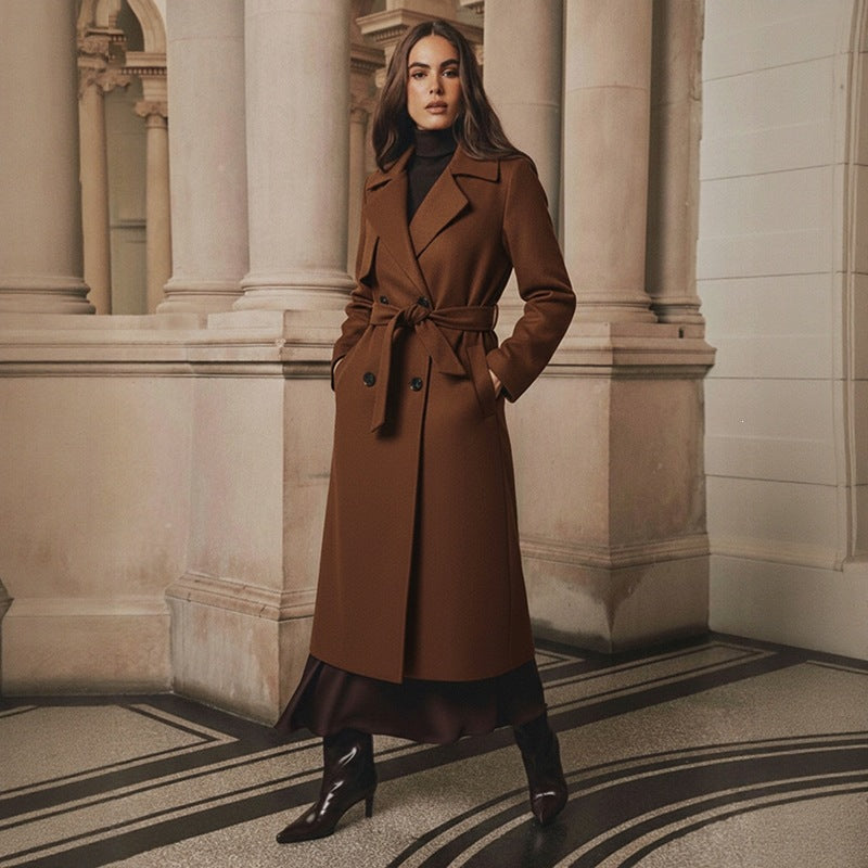 Women's Plus Size Belted Wool-Blend Coat