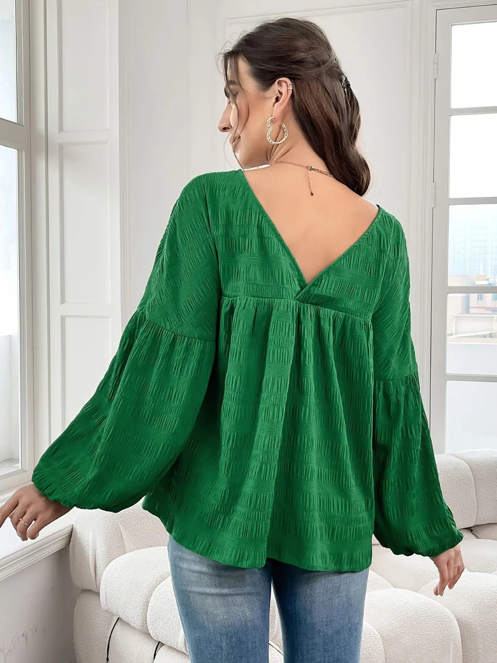 Women's Plus Size Solid Long-Sleeve Shirt