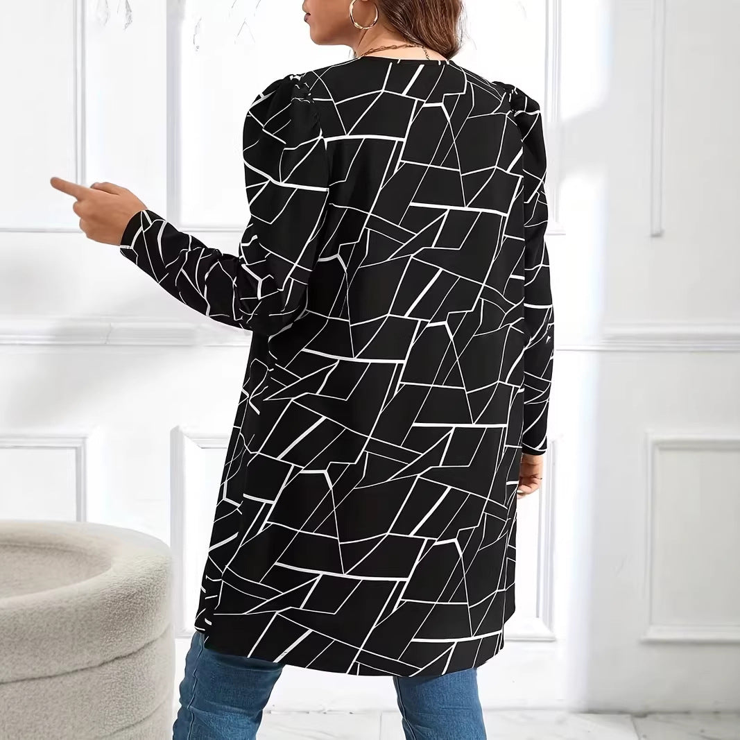 Women's Plus Size Printed Loose-Fit Cardigan