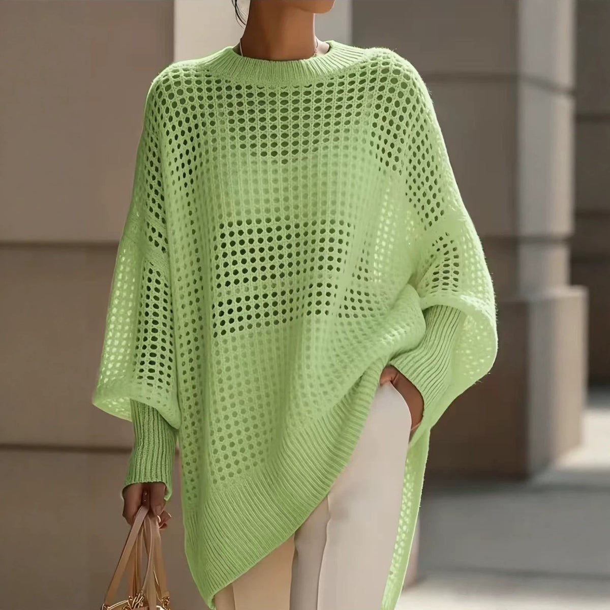Hollow out pullover knitted sweater loose sweater