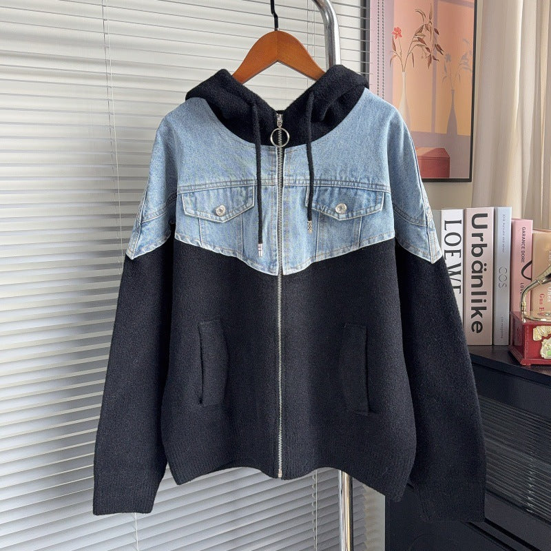 Women's Patchwork Hooded Sweater