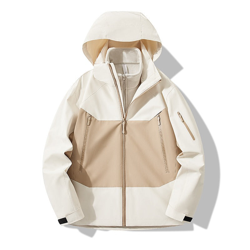 Unisex Plus Size 3-in-1 Waterproof Fleece-Lined Jacket