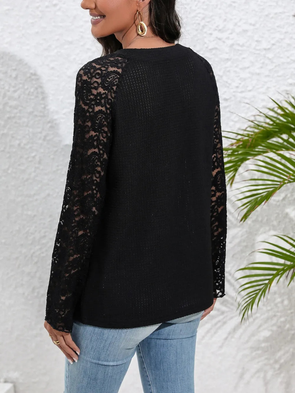 Women's Half-Button Raglan-Sleeve Blouse
