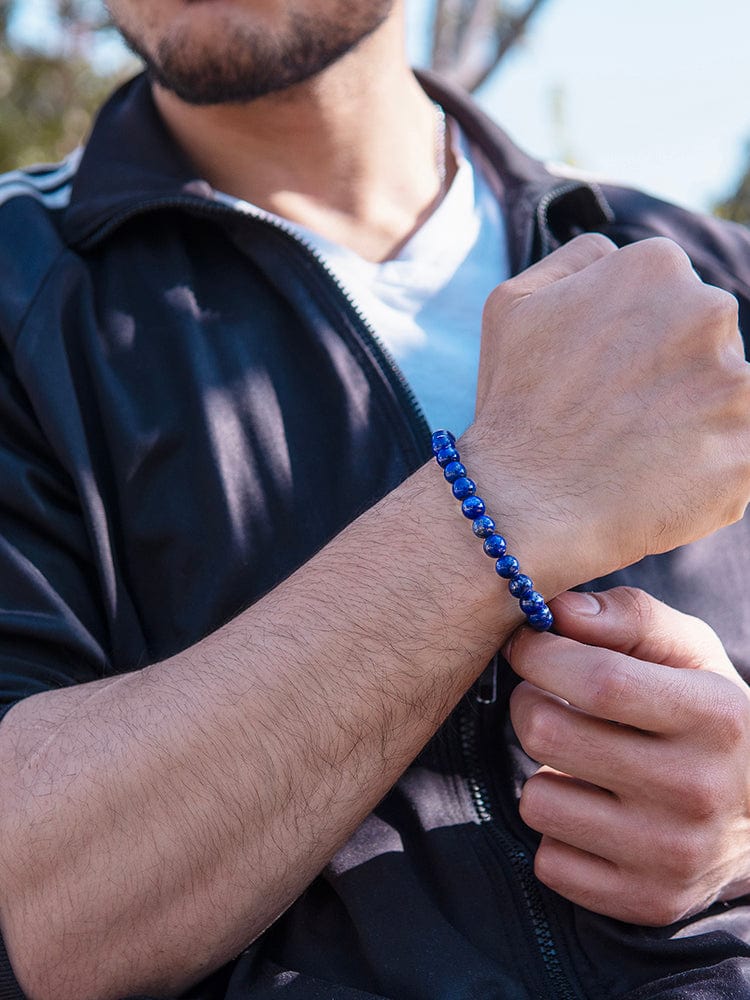 Men's Lapis Lazuli Beaded Bracelet – Bali