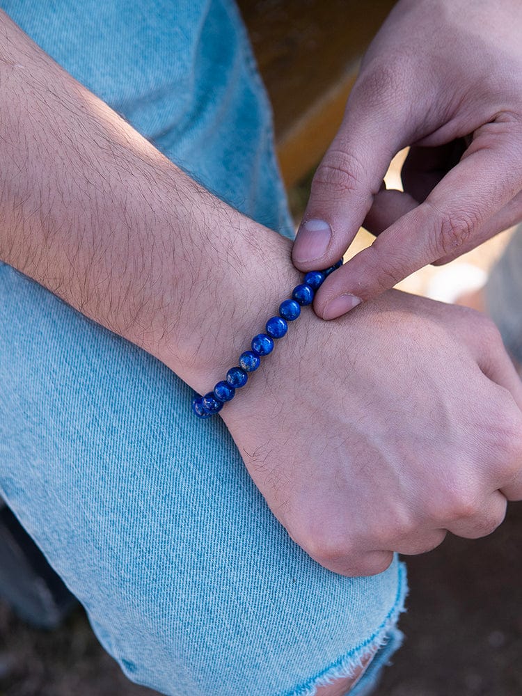 Men's Lapis Lazuli Beaded Bracelet – Bali