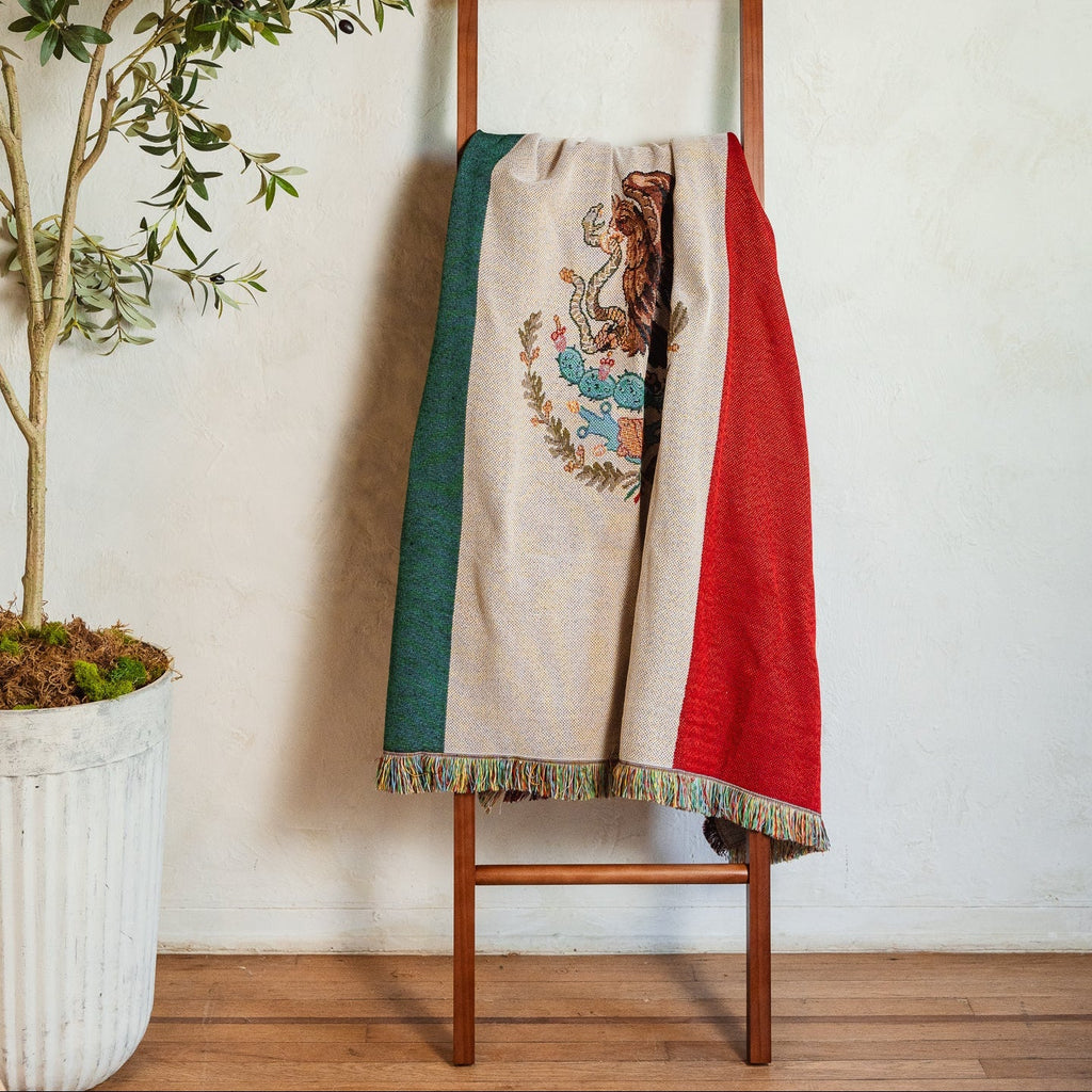 CEIBO HOUSE Mexico Flag Woven Cotton-Blend Throw Blanket