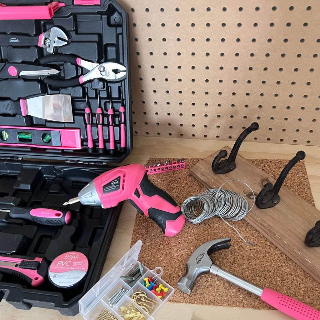 Pink Household Tool Set with 3.6V Cordless Screwdriver, 135 Pieces — DT0774P