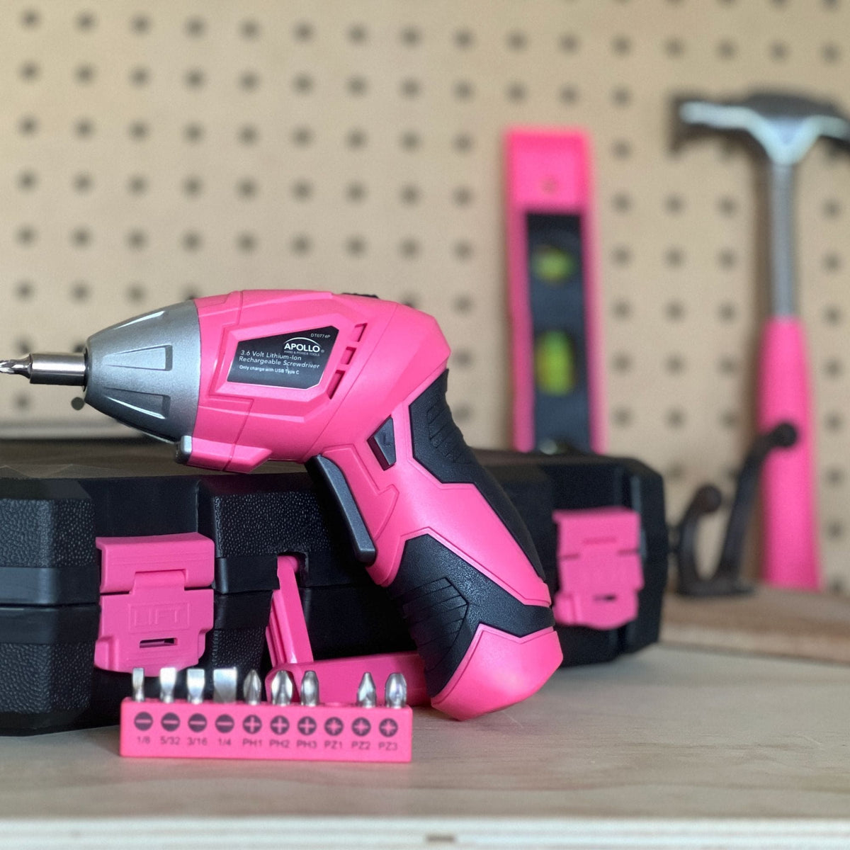 Pink Household Tool Set with 3.6V Cordless Screwdriver, 135 Pieces — DT0774P