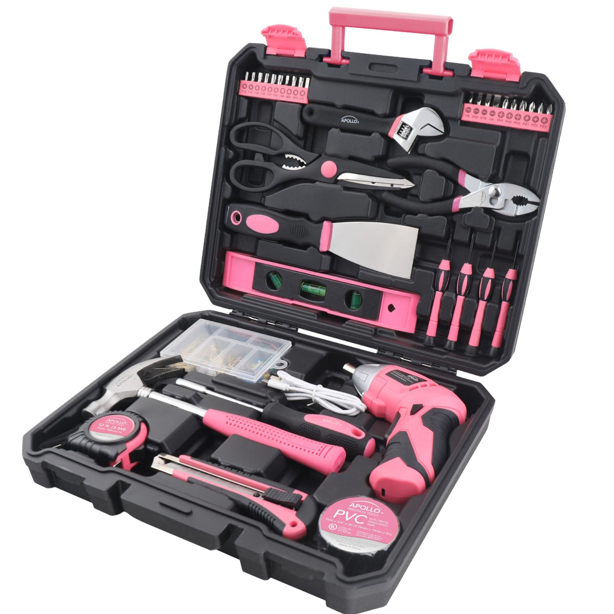 Pink Household Tool Set with 3.6V Cordless Screwdriver, 135 Pieces — DT0774P