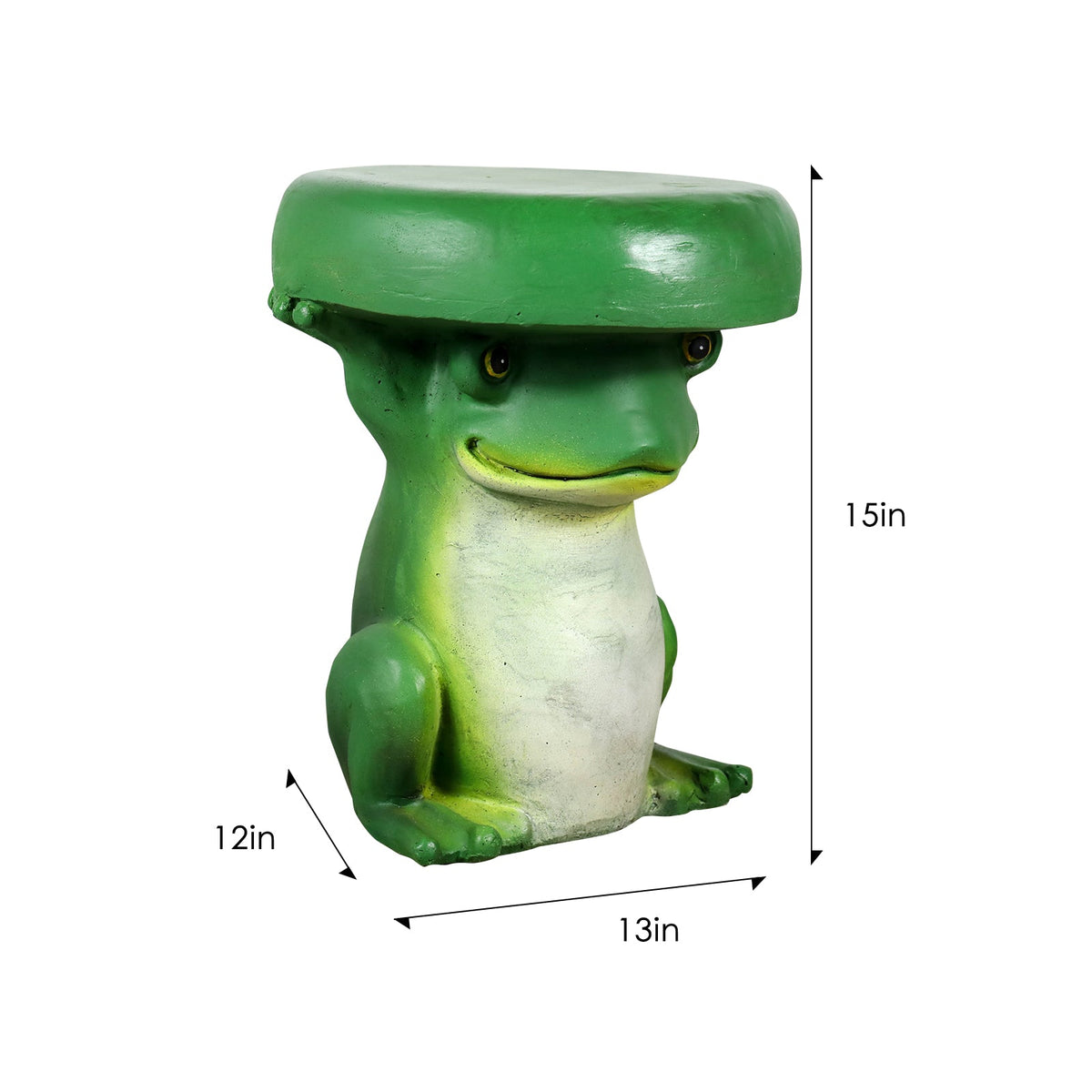15-Inch Concrete Frog Lily Pad Garden Stool