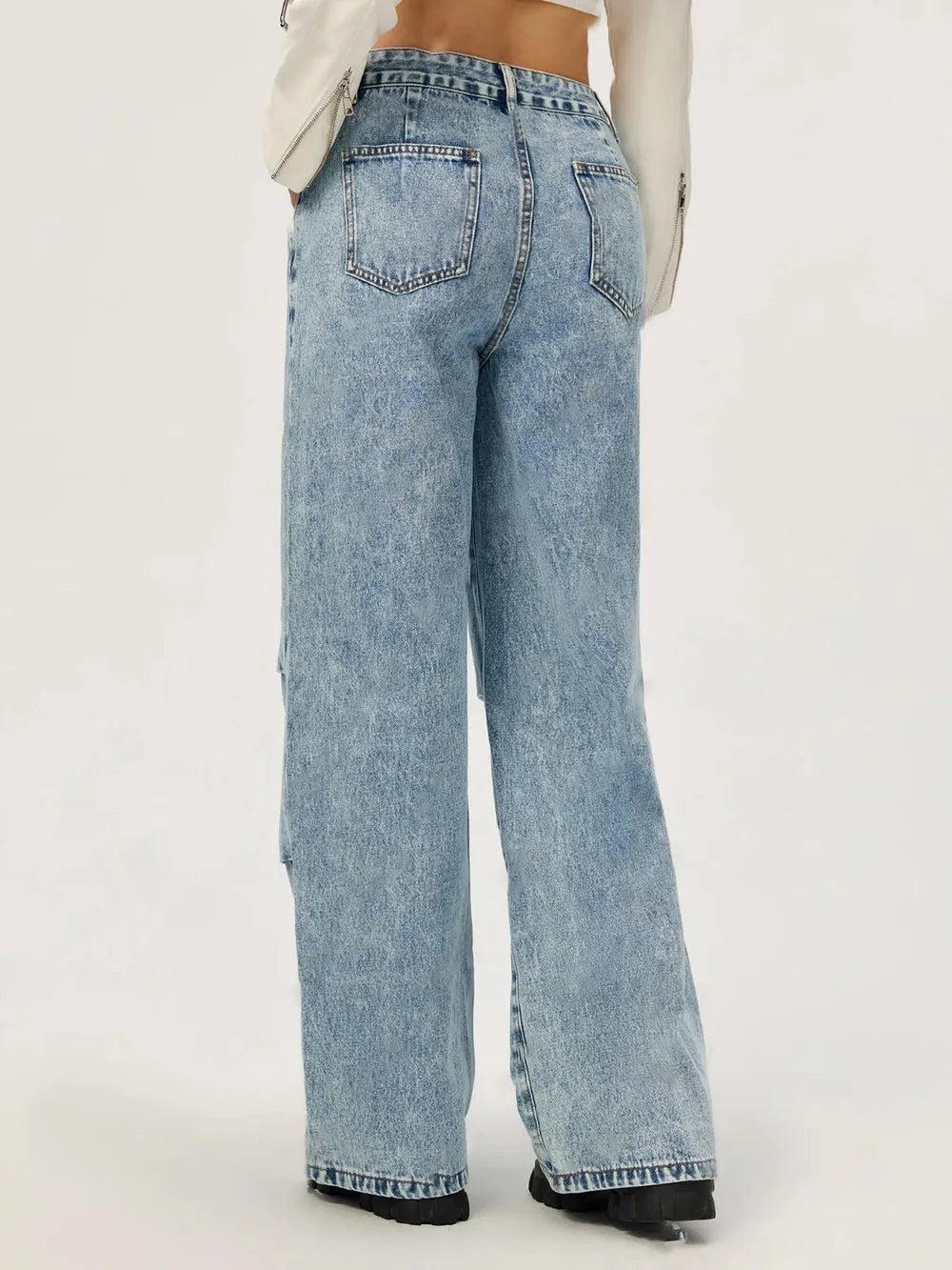 Wide-Leg Cotton-Blend Jeans