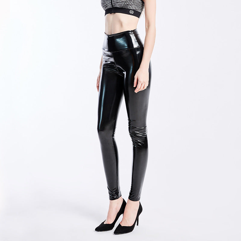 Women's Plus Size High-Waist Shiny Faux-Leather Leggings