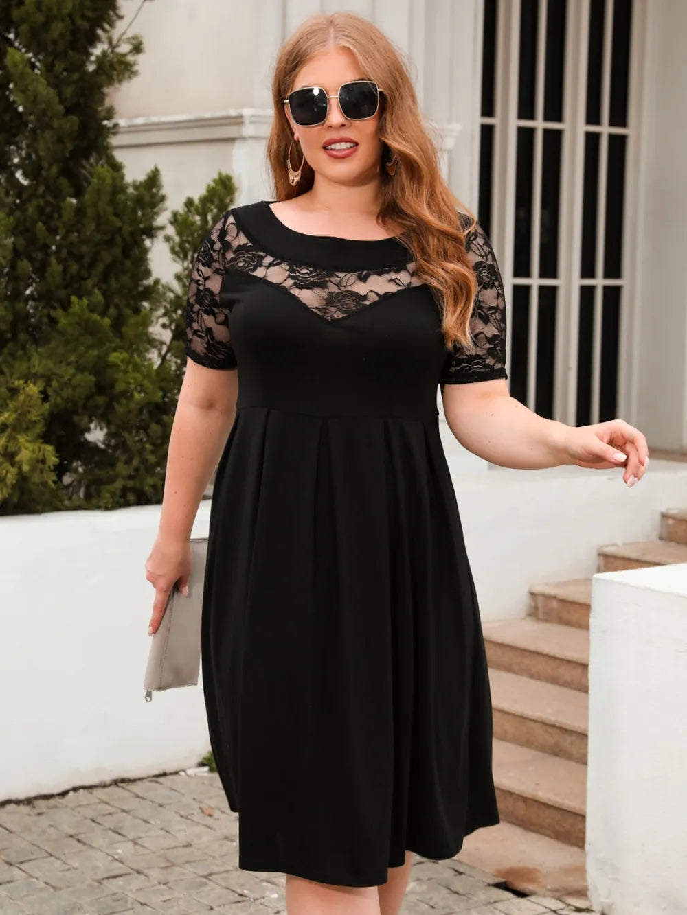 Women's Plus Size Ruched Short-Sleeve Dress
