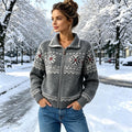 Turn-Down Collar Zip Sweater
