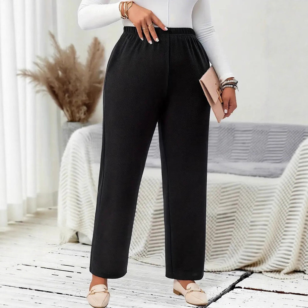 Women's Plus Size Elastic-Waist Straight-Leg Pants