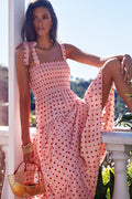 Printed High-Waist Pleated Maxi Dress