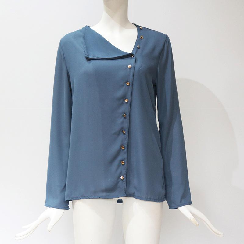 Women's Plus Size Skew-Collar Chiffon Blouse
