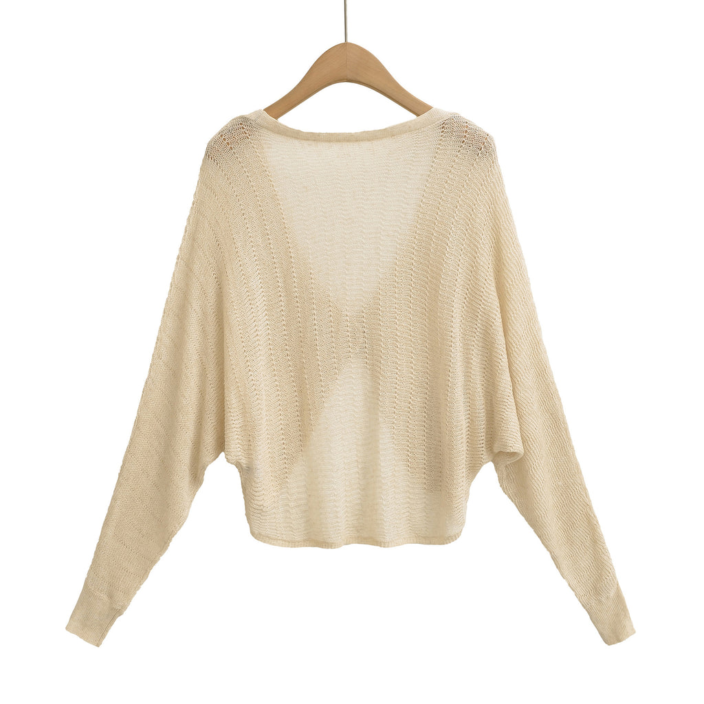 Single-Button V-Neck Cardigan