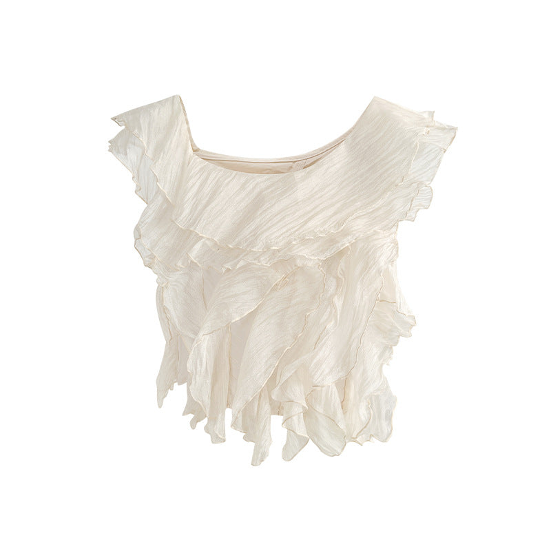 French ruffled chiffon sweater