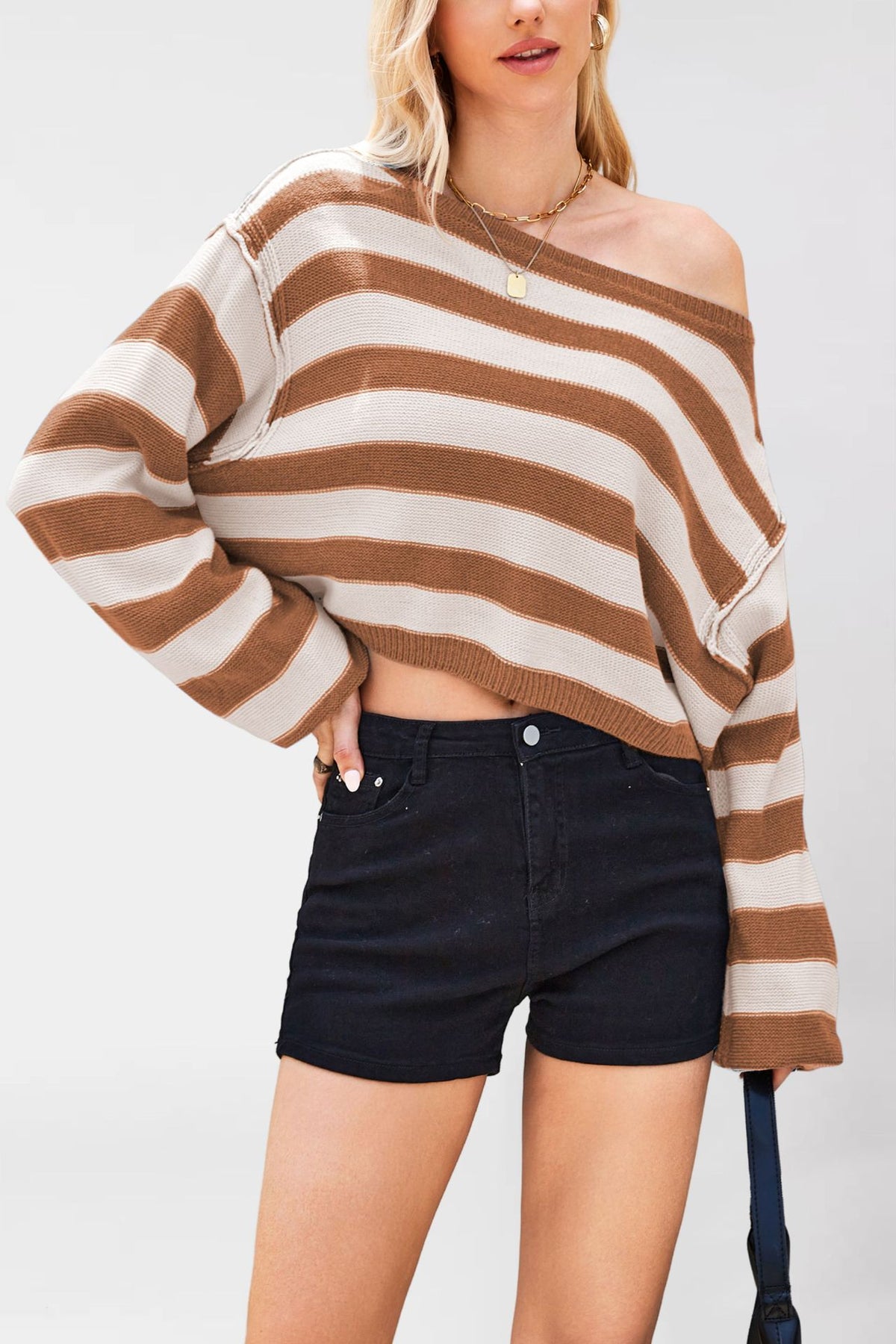 Striped Knit Pullover Sweater