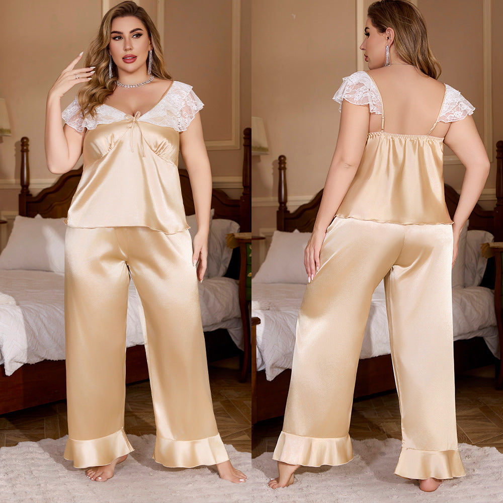 Women's Plus Size Satin-Look Pajama Set
