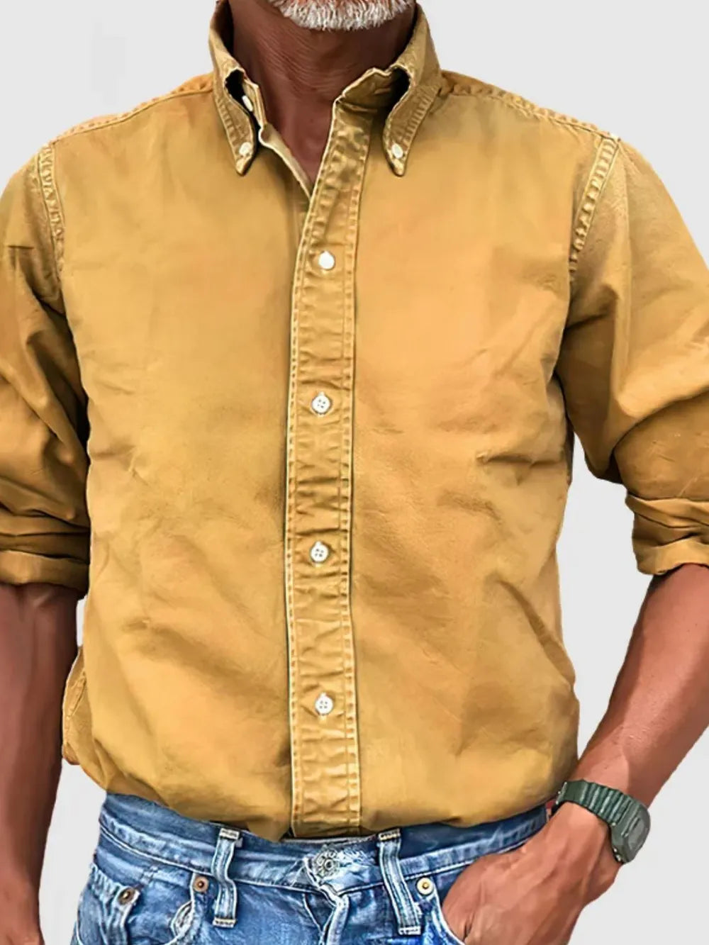 Men's Plus Size Collared Button-Down Shirt