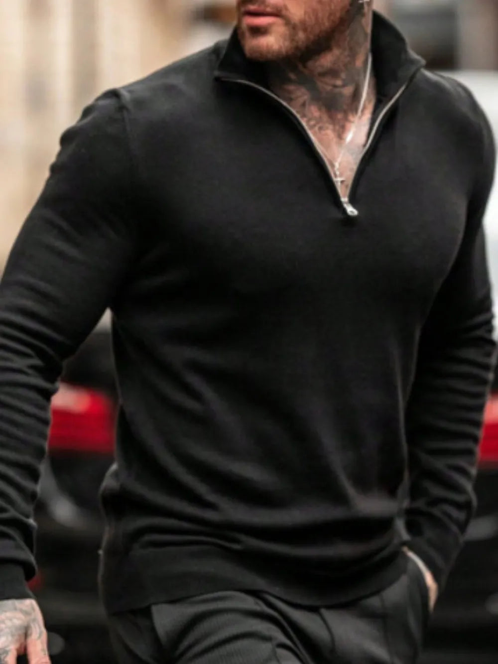 Men's Plus Size Quarter-Zip Knit Top