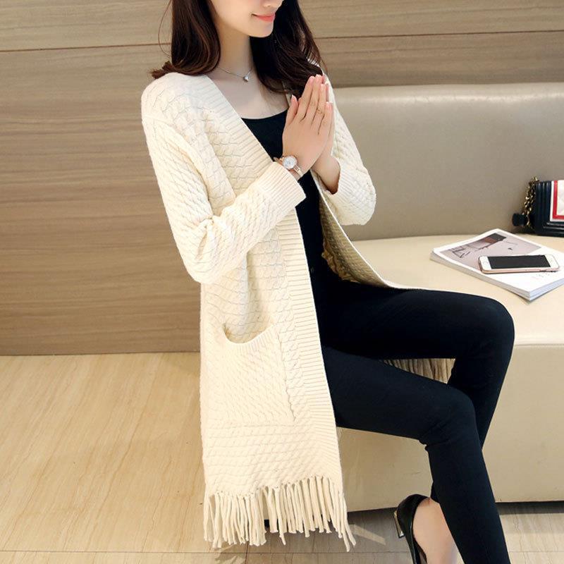 Tassel-Detail V-Neck Cardigan
